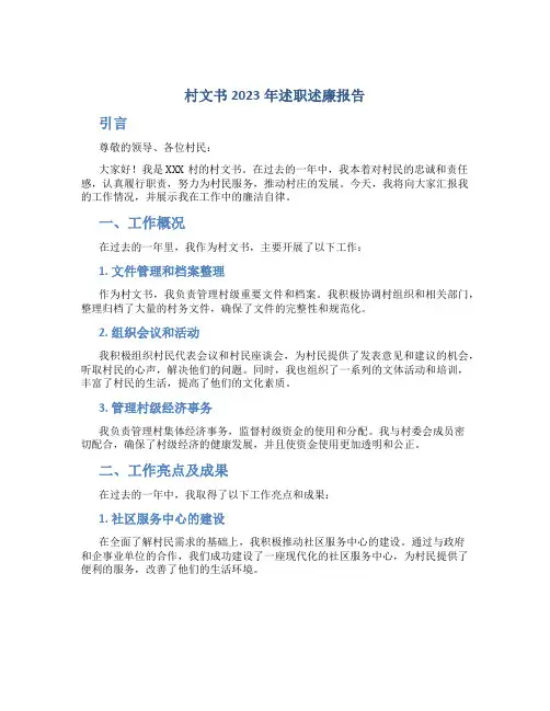 村文书2023年述职述廉报告 (3)