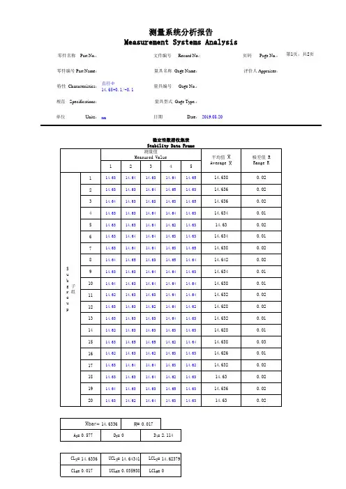 01  MSA测量系统分析报告五性之稳定性