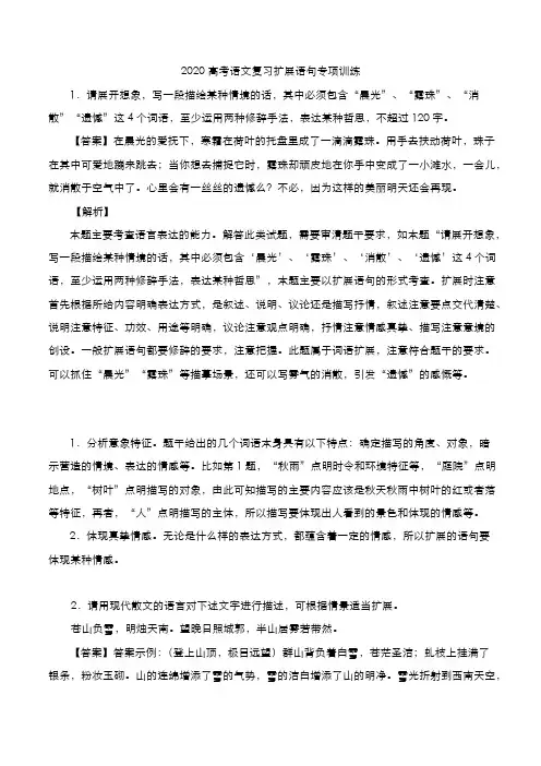 2020高考语文复习扩展语句专项训练