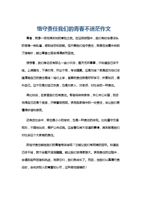 恪守责任我们的青春不迷茫作文