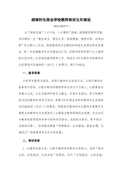 苍南中学教师专业发展培训五年规划