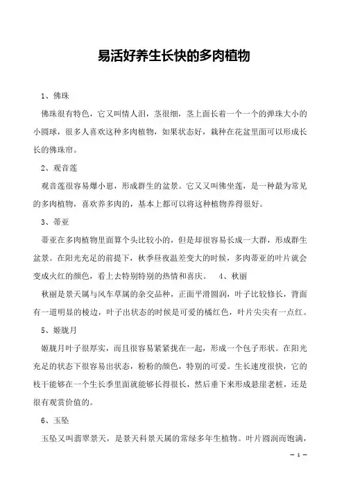 易活好养生长快的多肉植物