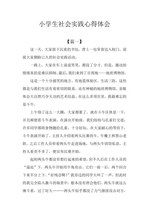 小学生社会实践心得体会