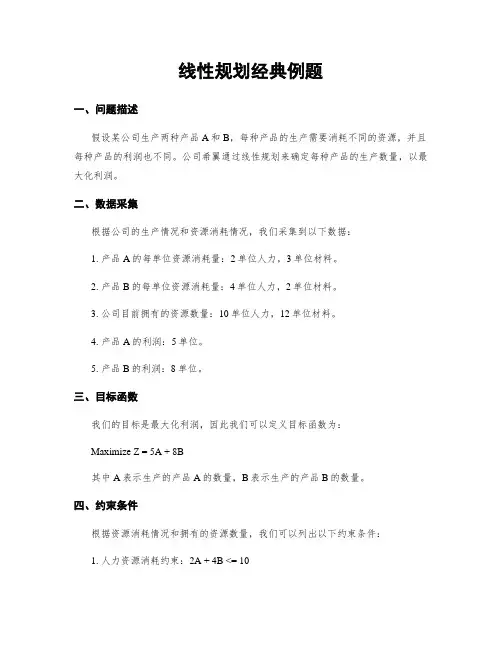 线性规划经典例题