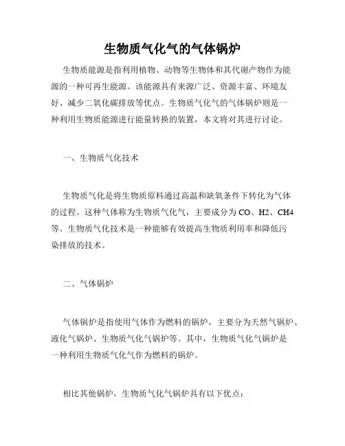 生物质气化气的气体锅炉