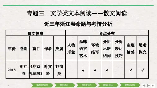 2020版高考二轮专题复习浙江语文配套课件第二部分 现代文阅读专题三 文学类文本阅读——散文阅读