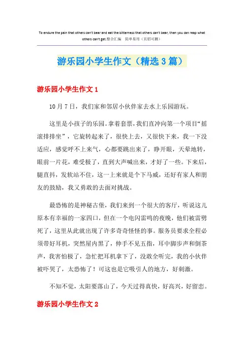 游乐园小学生作文(精选3篇)