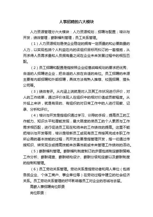 人事招聘的六大模块