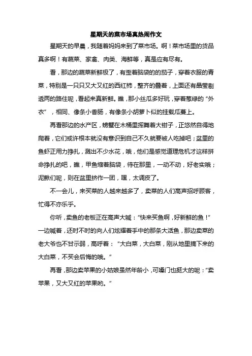 星期天的菜市场真热闹作文