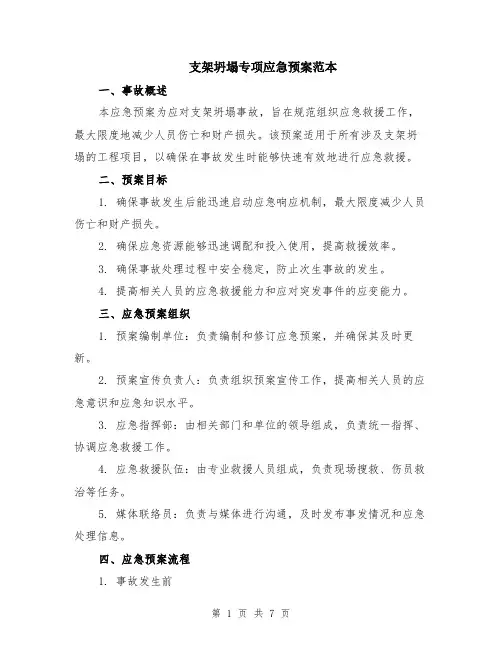 支架坍塌专项应急预案范本（2篇）