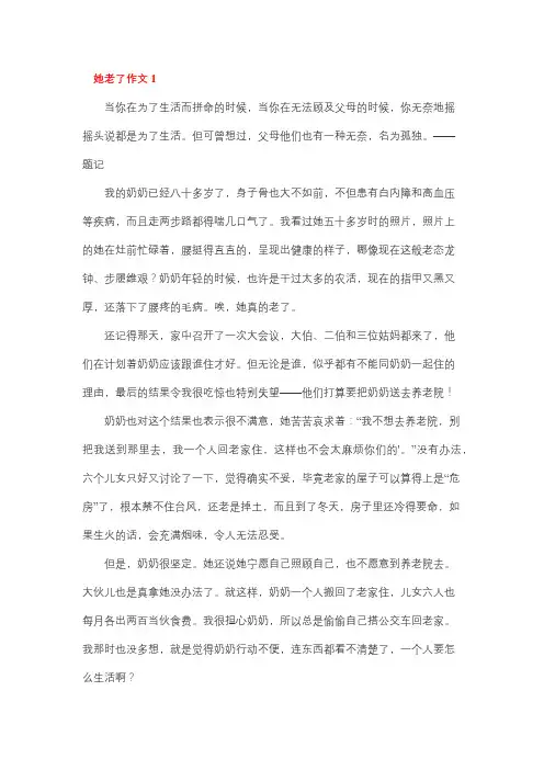 他老了作文四百字