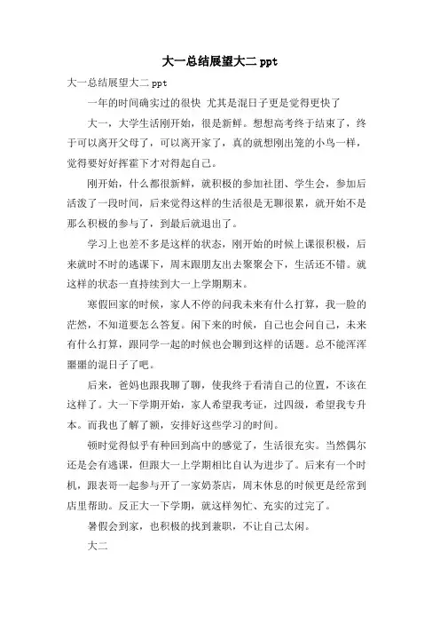 大一总结展望大二ppt
