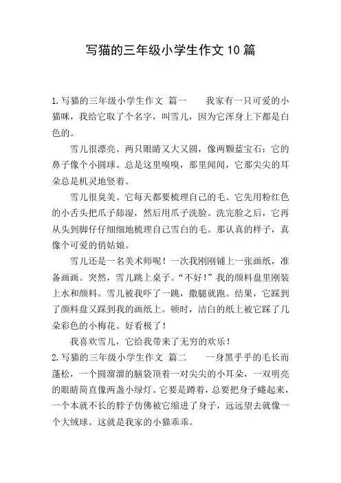 写猫的三年级小学生作文10篇