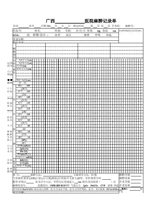 麻醉记录单 Microsoft Word 文档
