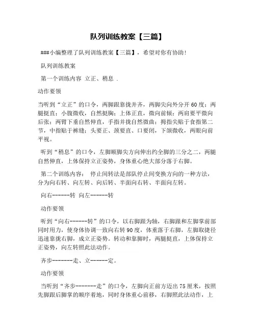 队列训练教案【三篇】