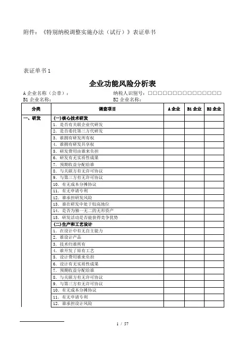 关联交易相关表格
