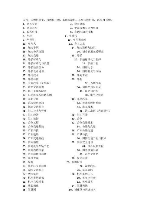 交通运输期刊大全