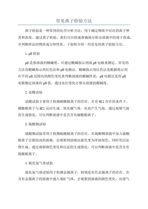 常见离子检验方法