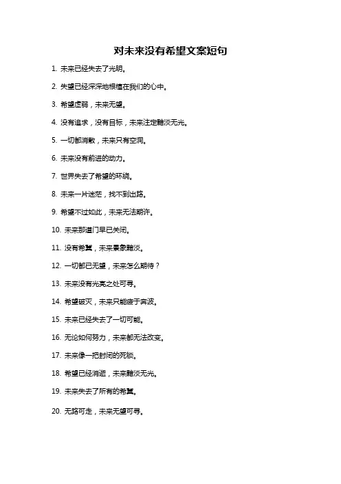 对未来没有希望文案短句