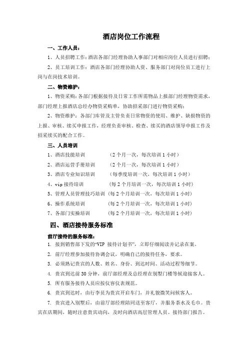 酒店岗位工作流程工程部