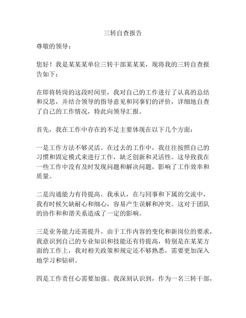三转自查报告