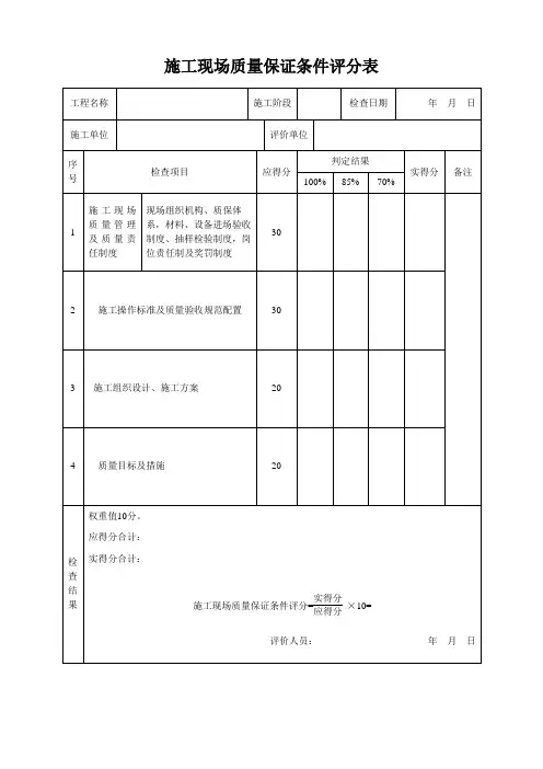 GBT50375-2006建筑工程施工质量评价标准(表格)