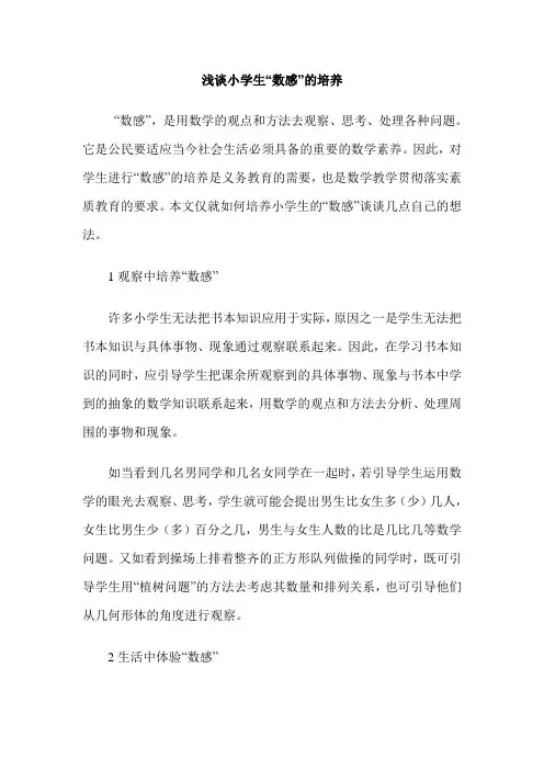浅谈小学生“数感”的培养