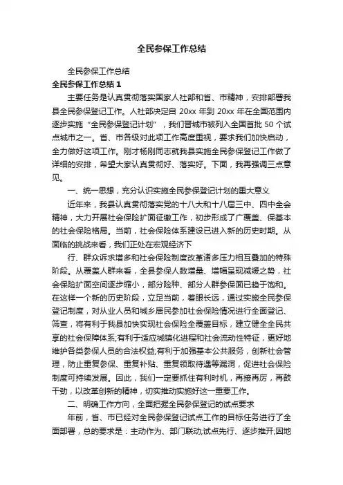 全民参保工作总结