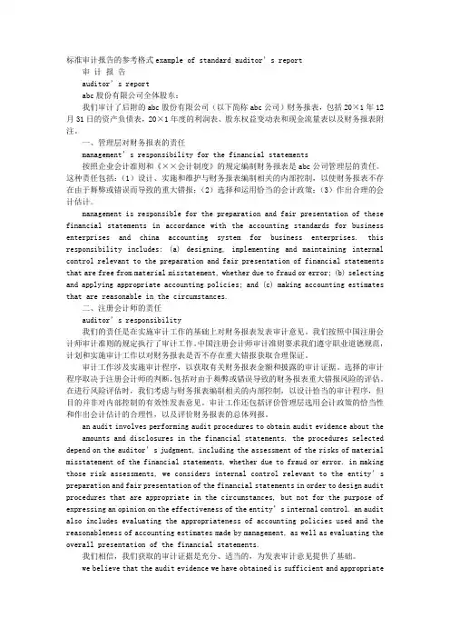 香港审计报告中文