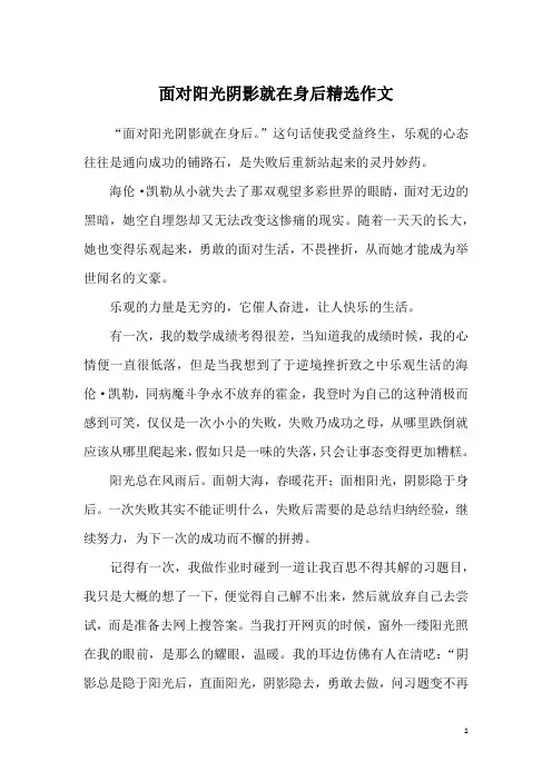 面对阳光阴影就在身后精选作文