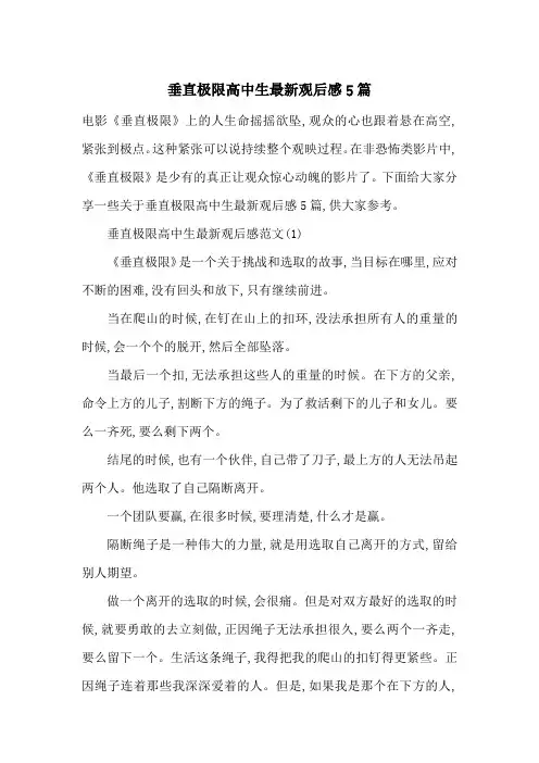 垂直极限高中生最新观后感5篇