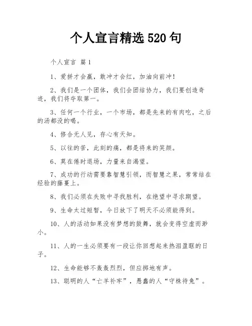 个人宣言精选520句