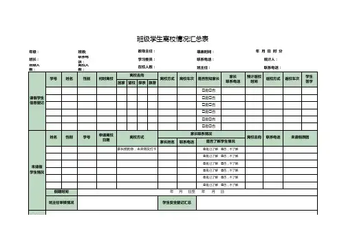 班级学生离校情况汇总表