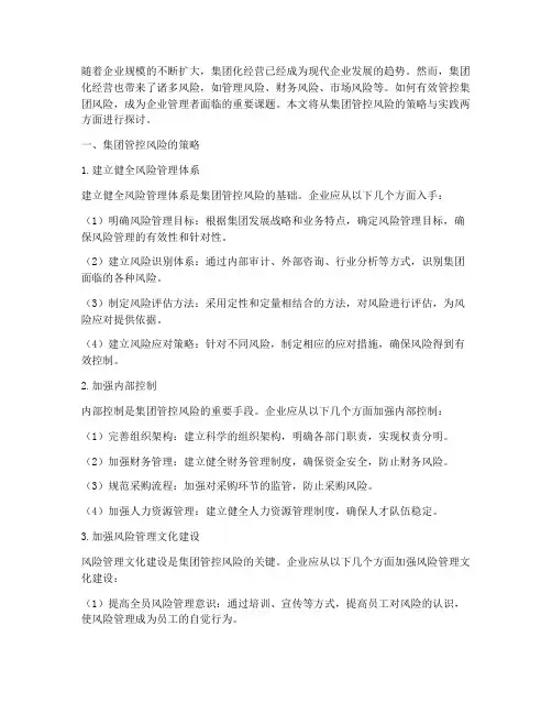 集团管控风险