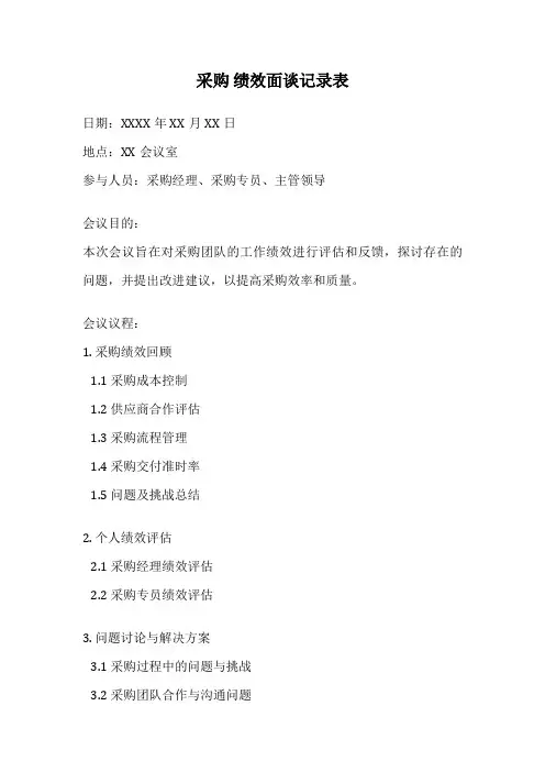 采购 绩效面谈记录表