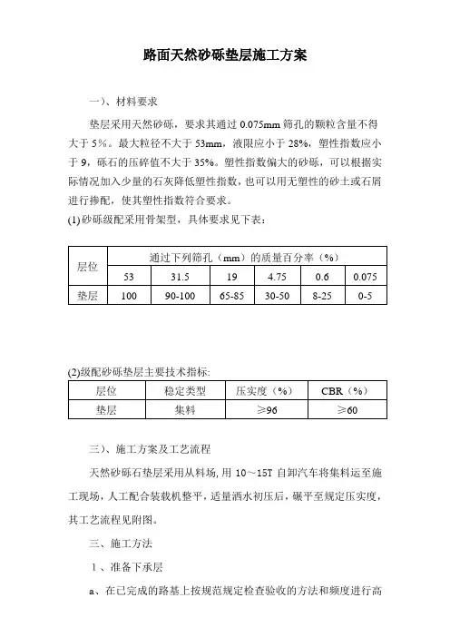 砂砾石垫层施工方案