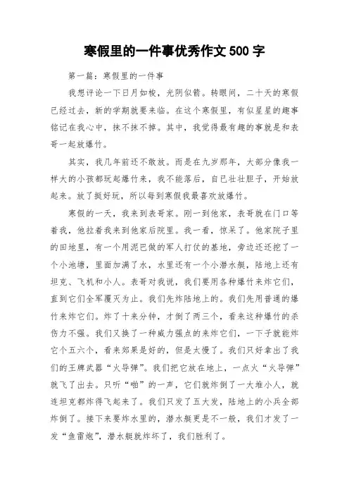 寒假里的一件事优秀作文500字_作文