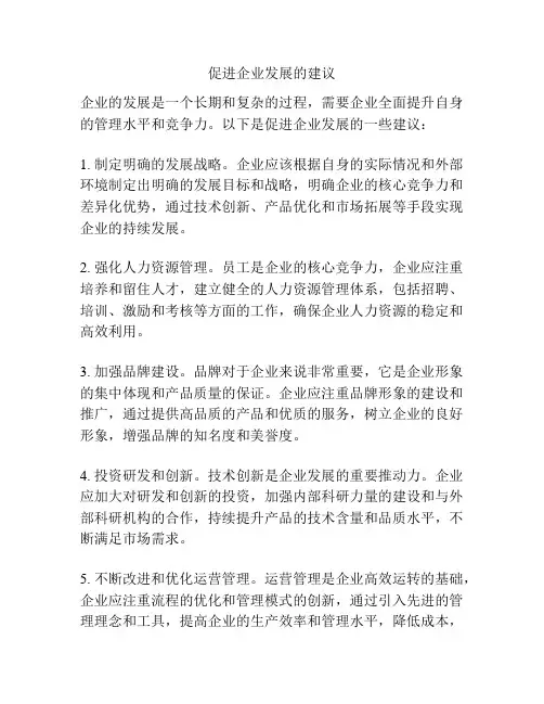促进企业发展的建议