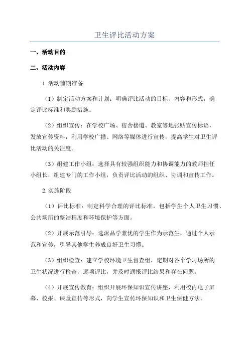 卫生评比活动方案