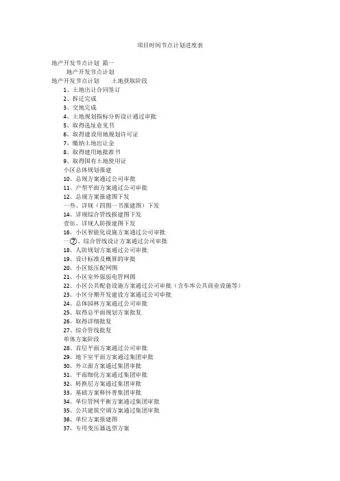 项目时间节点计划进度表