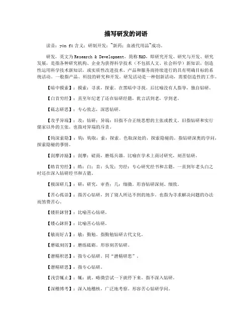 描写研发的词语