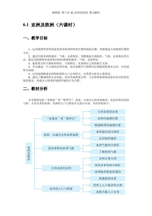 湘教版 第六章 亚洲及欧洲 课文解析