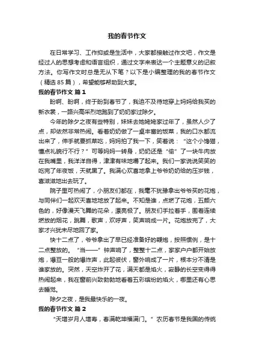 我的春节作文（精选85篇）