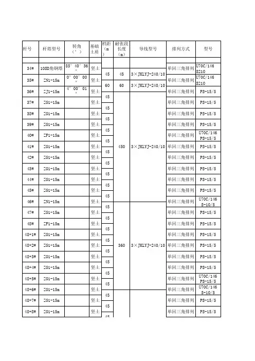 杆塔明细表