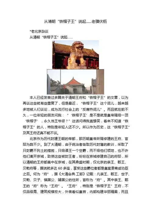 从清朝“铁帽子王”说起......老骥伏枥