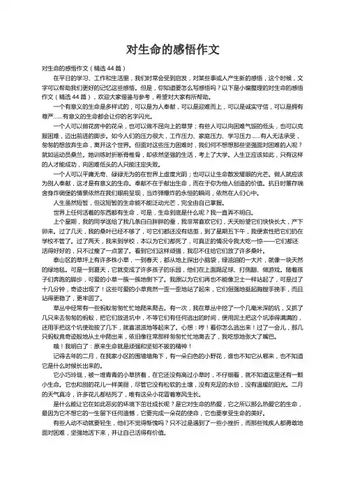 对生命的感悟作文（精选44篇）
