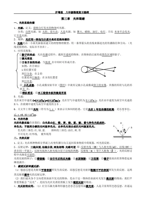 第三章  光和眼睛(知识点)