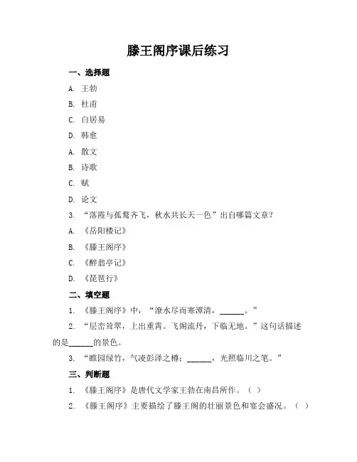 滕王阁序课后练习题目
