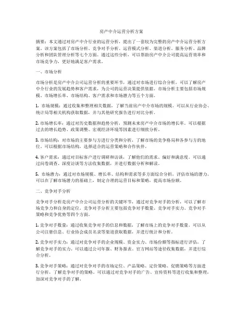 房产中介运营分析方案