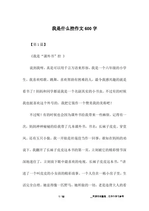 我是什么控作文600字